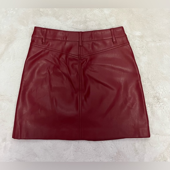 Zara Faux Leather Burgundy Mini Skirt (XS) - Picture 3 of 5